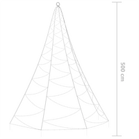 Albero da Parete con Gancio Metallico 720 LED Bianco Caldo 5 m