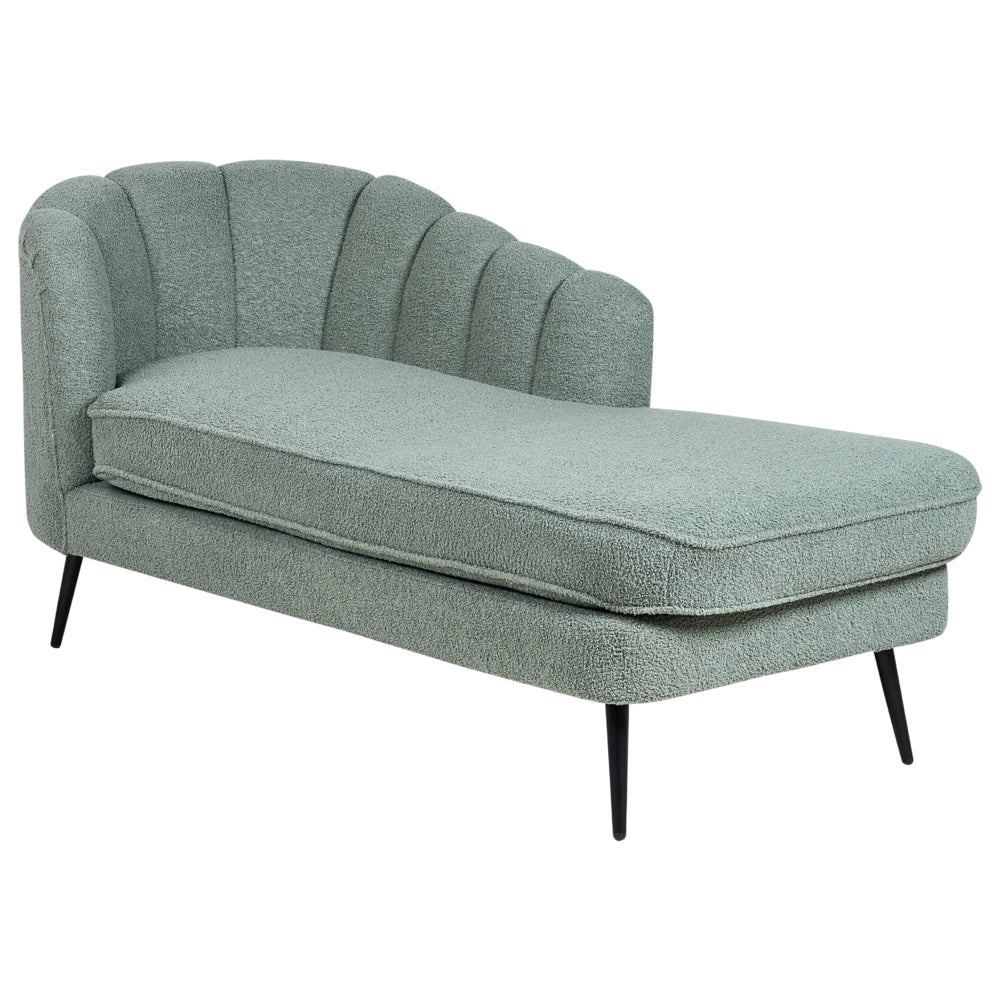 Chaise longue Velluto Verde Rivestimento Gambe In Metallo nero versione sinistra