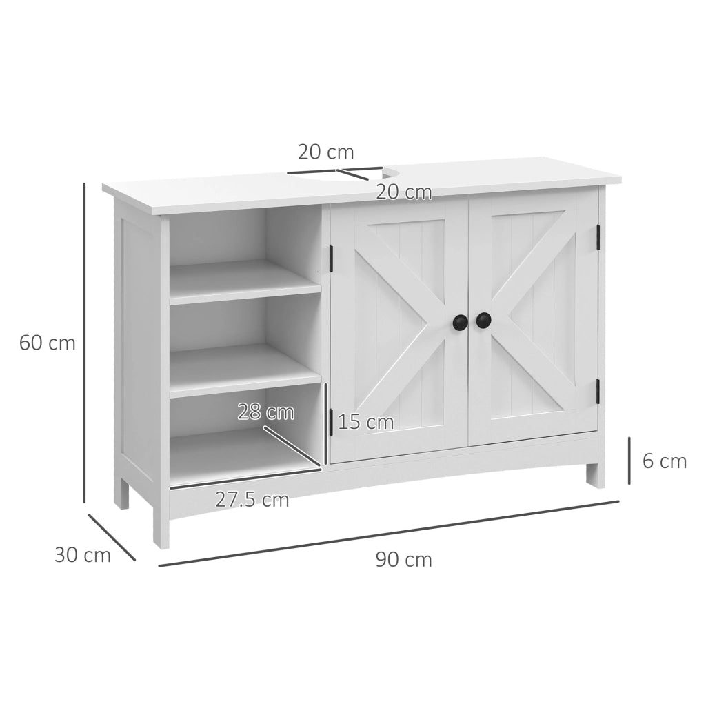 Mobile Sottolavello da Bagno 90x30x60 cm in Legno Bianco