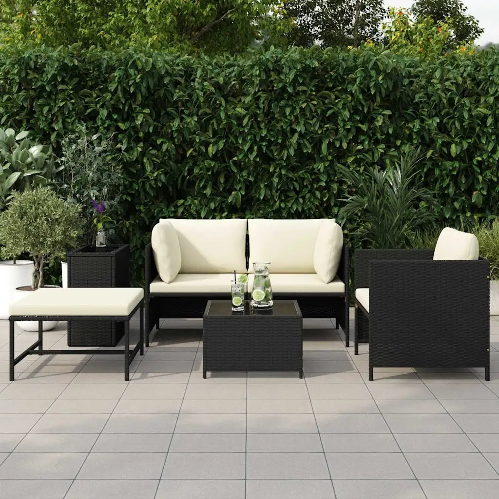 Salotto da Giardino-Set Divani da Giardino4 pz con Cuscini in Polyrattan Nero 519733