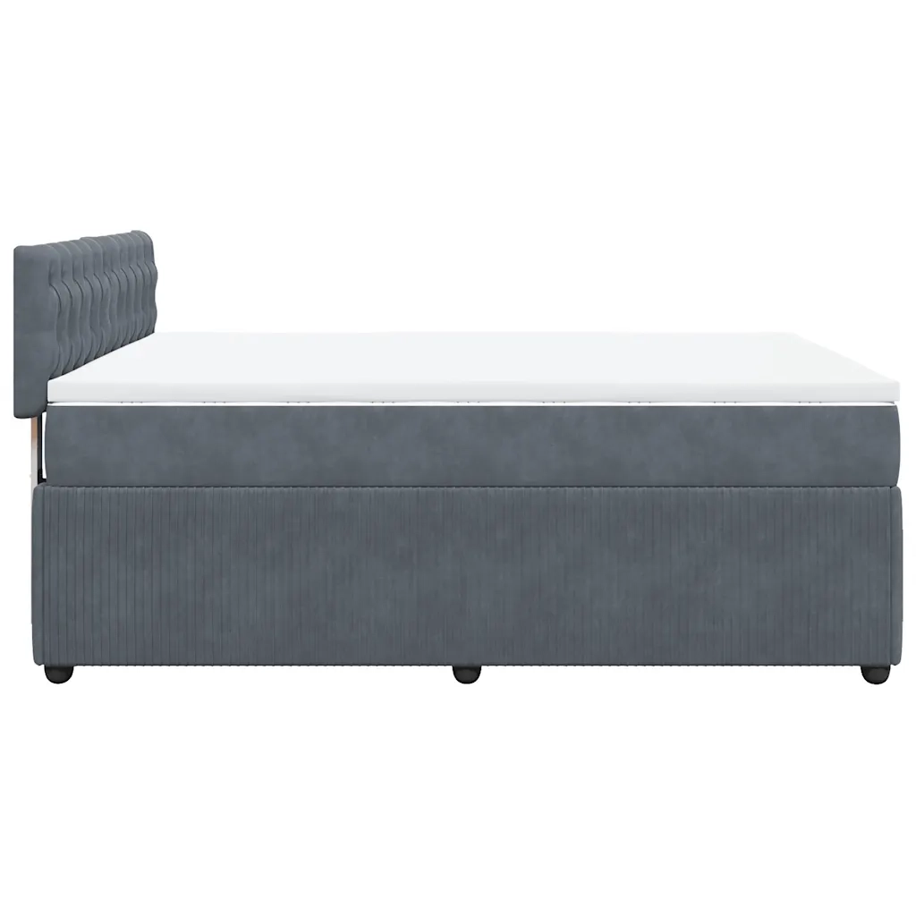 Giroletto a Molle con Materasso Grigio Scuro 140x190 cm Velluto 3287741