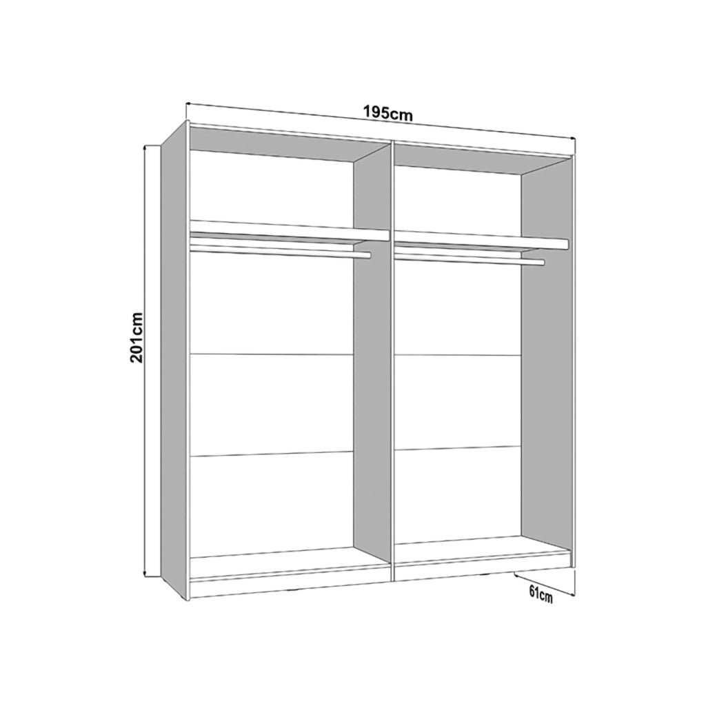 Armadio Camera da Letto Asilah, Guardaroba 2 Ante 2 Ripiani, 195x205h cm Bianco Opaco