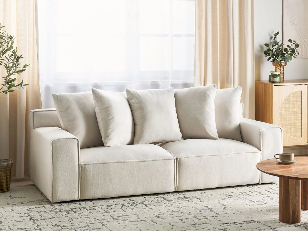 Divano 3 Posti in velluto Color bianco sporco confortevole soggiorno moderno retrò