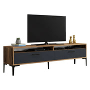Mobile porta TV Angiari, Credenza da soggiorno, Armadio basso per TV, Base parete attrezzata, 180x47h35 cm, Noce e Antracite