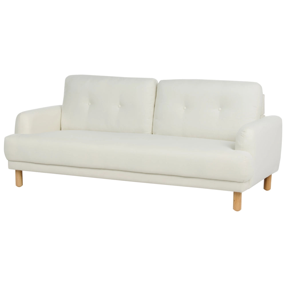 Set da salotto composto da divano a 3 posti e poltrona gambe in legno seduta spessa con rivestimento in tessuto bianco sporco soggiorno retrò classico