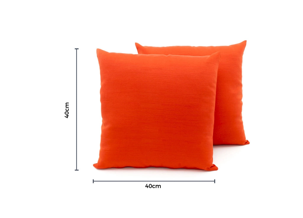 Coppia Cuscini Arredo Imbottiti Tessuto Ottoman In Tinta Unita Colore Arancio 17 - 40x40 - Arancio 17