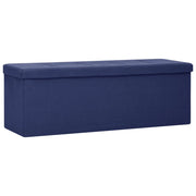 Panca contenitore pieghevole in lino sintetico blu 02_0010742