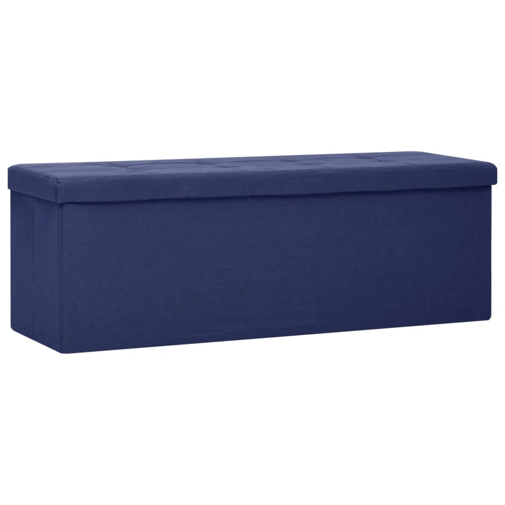 Panca contenitore pieghevole in lino sintetico blu 02_0010742