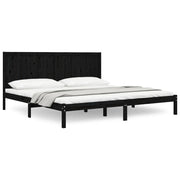 Letto matrimoniale | Letto per adulti | Giroletto Nero in Legno Massello di Pino 200x200 cm