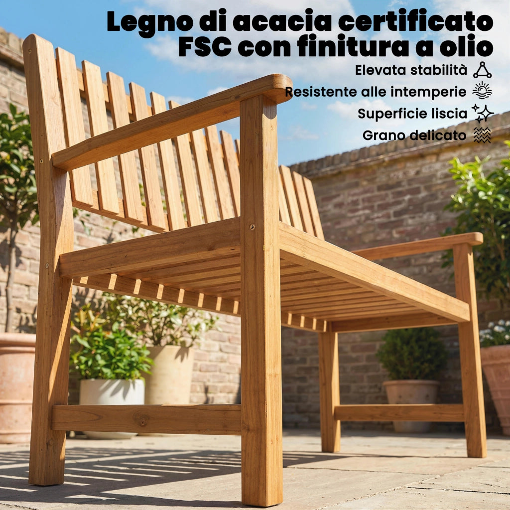 Panchina da Giardino 2 Posti ¨C zephmum ¨C Legno Acacia Naturale