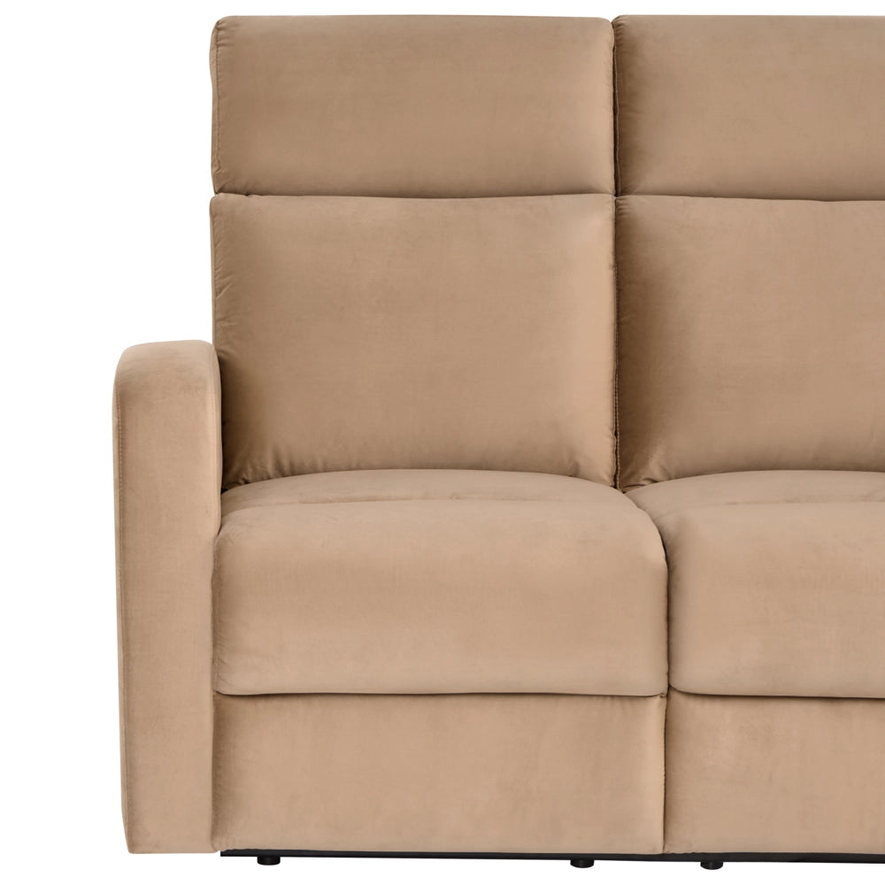 Divano 2 posti con schienale reclinabile manualmente in velluto marrone chiaro design moderno glamour soggiorno