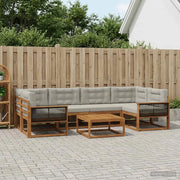 Set di divani da esterno 7 pcs Naturale e Grigio chiaro