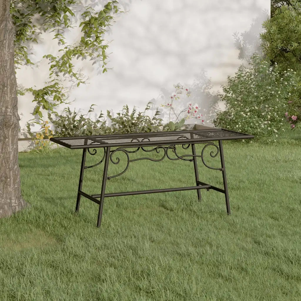 Panca da Giardino | Panchina per Albero 110 cm Nera in Acciaio