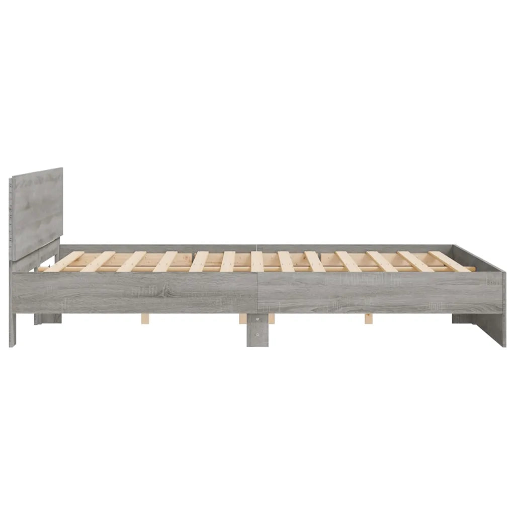 Giroletto con Testiera e LED-Struttura Letto con testiera Grigio Sonoma 200x200 cm 557529