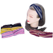 Trade Shop - Fascia Capelli Elastica 2 Pezzi Fasce Strisce Fiocco Annodata Retro Fermacapelli -