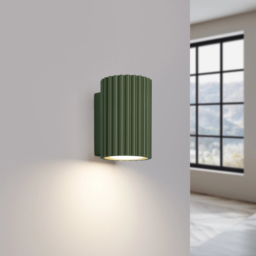 Applique moderna verde oliva tubo 10cm su/giù GU10 GRAVIO