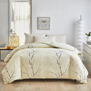 Set di coperte per letto 240 x 220 cm, coperta di microfibra 240 x 220 cm e cuscini 80 x 80 cm, design floreale in stile decorativo, coperta beige con chiusura a zip per letto matrimoniale
