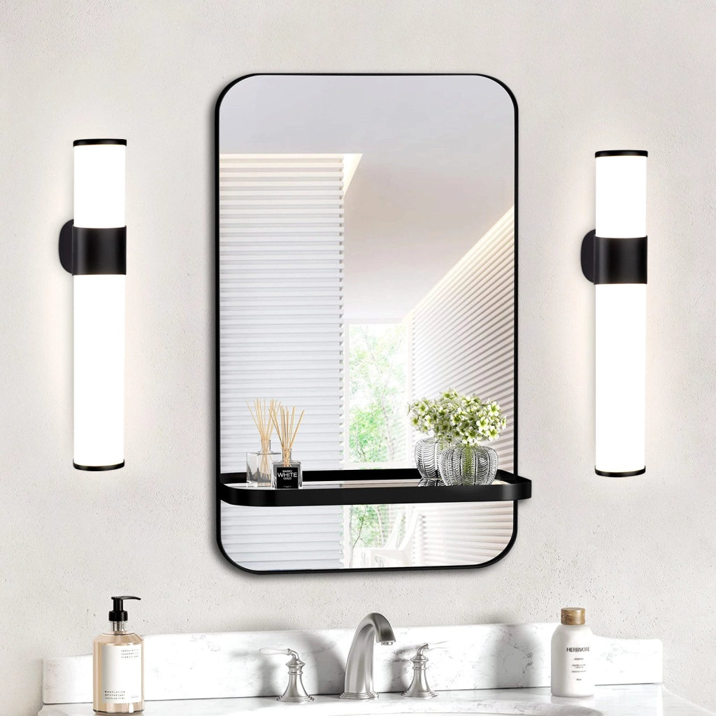 ZMH Lampada da specchio per bagno a LED 6W nera da parete per bagno 30 cm