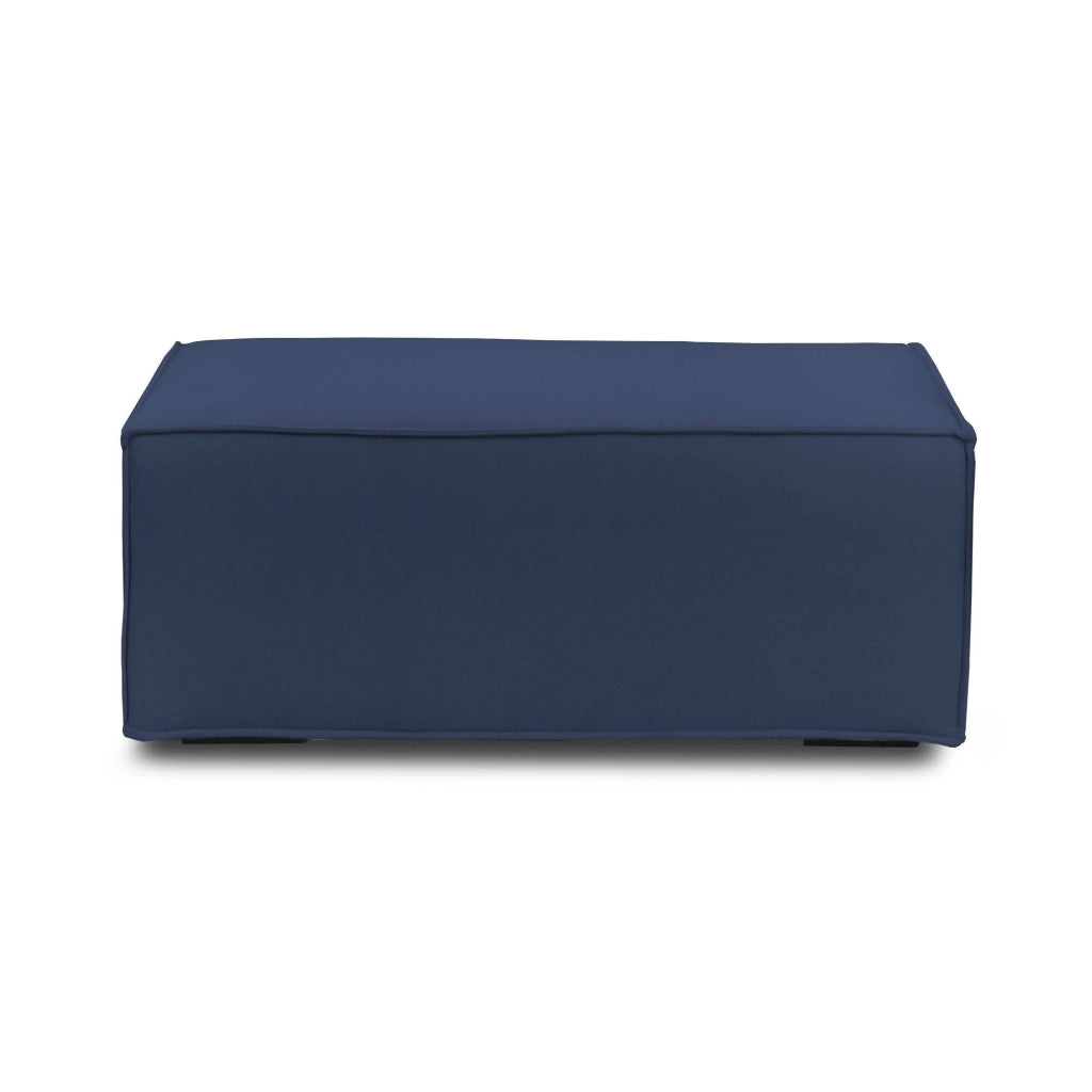 Pouf Assisi, Pouf da salotto, 100% Made in Italy, Poltroncina relax in tessuto imbottito, Cm 100x70h43, Blu
