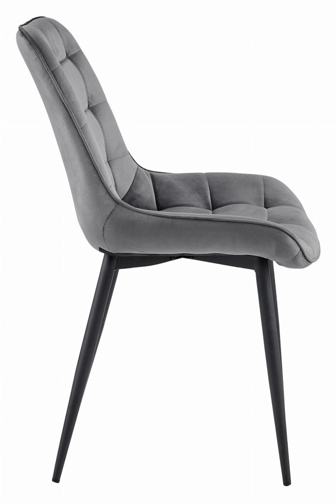 Sedia VALORA BERA - Velluto grigio scuro con gambe nere x 4