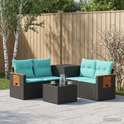Set di divani 6 pz Nero e Blu Rattan sintetico e Acciaio 3447654