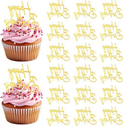 Decorazioni da Cupcake in Acrilico Giallo con Tema di Compleanno - Set da 20 Pezzi