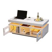 Tavolino da salotto con 2 ante; 2 vani e 1 ripiano; LED e presa USB; per soggiorno o studio; 100 × 50 × 43 cm