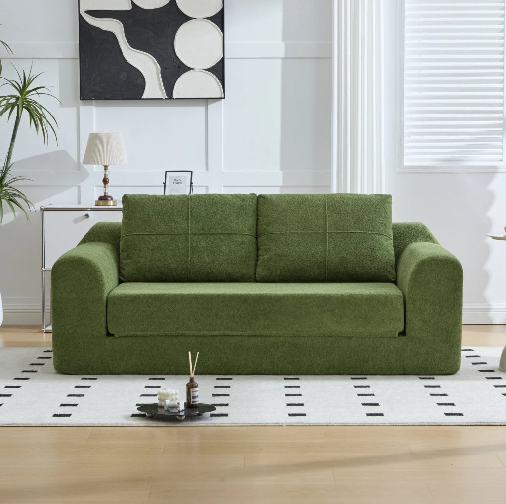 Divano letto da pavimento 2 in 1 in velluto verde