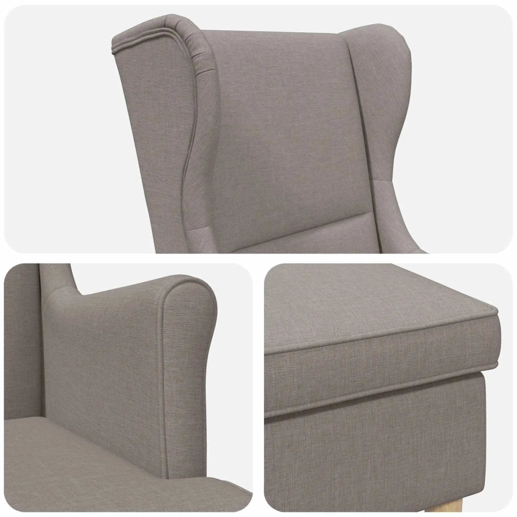 Poltrona con Ottomano 2 pz Tortora Tessuto 3418805