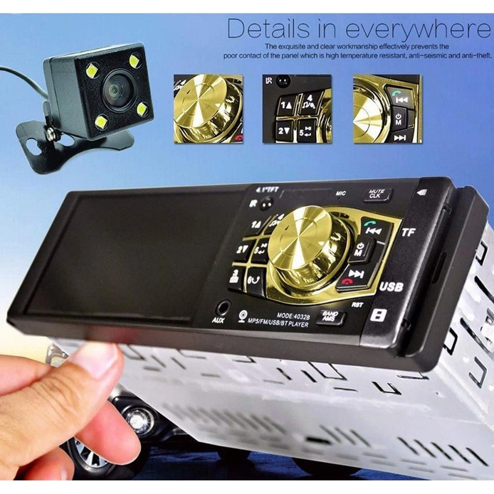 Trade Shop - Autoradio Auto Mp5 Player Telecamera Bluetooth Radio Audio Video Tf Usb 4032b -