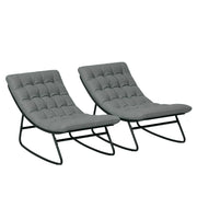 Set 2 poltrone a dondolo da giardino ¨C Xylo ¨C tessuto textilene grigio con cuscini