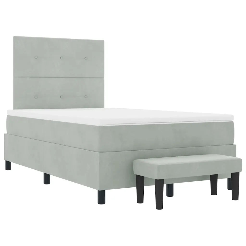 Letto a molle con materasso Grigio chiaro 120 x 190 cm Velluto