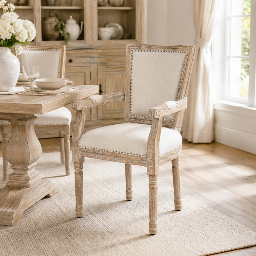 Sedia da pranzo in legno ¨C zephmum ¨C crema, stile retr¨°, 54.5x59x96 cm
