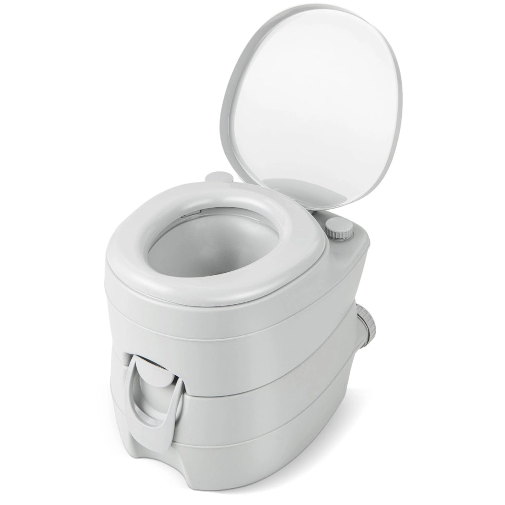Toilette portatile con serbatoio rifiuti da 20L sedile antiscivolo pompa di scarico-Vasino da campeggio Grigio