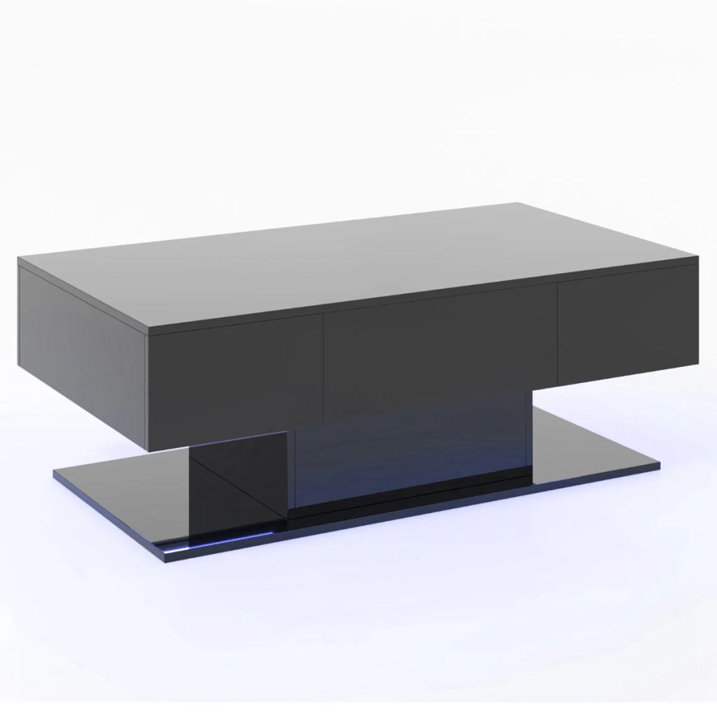Tavolino rettangolare 110 x 60 x 40 cm atmosfera accogliente 2 livelli pratico contenitore stile contemporaneo MDF nero 20_0013879