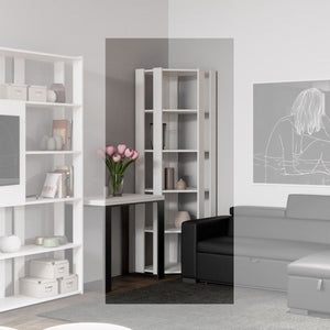 Libreria Angolare Moderna 5 Ripiani 60,3x60,3x205 cm in nobilitato Bianco