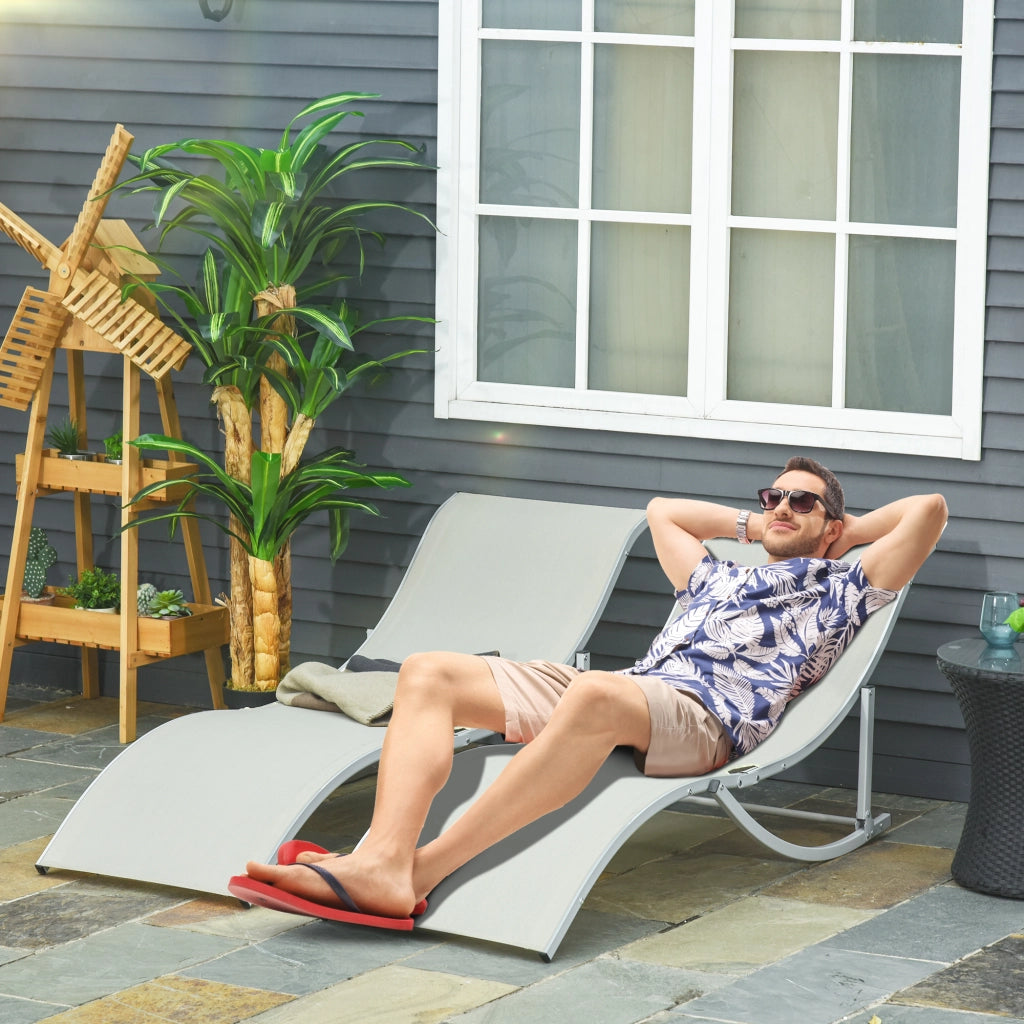 Lettini pieghevoli da giardino in alluminio e textilene ¨C zephmum ¨C 2 pezzi beige