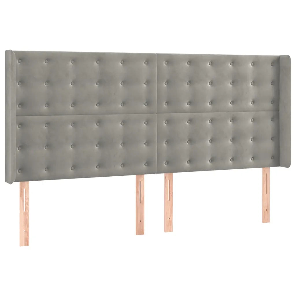 Letto a Molle Materasso e LED Grigio Chiaro 160x200 cm Velluto
