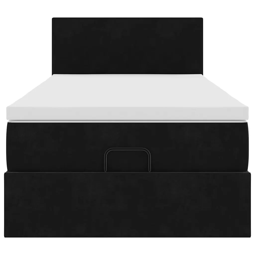 Pouf Letto con Materasso e LED Nero 80x200cm in Velluto
