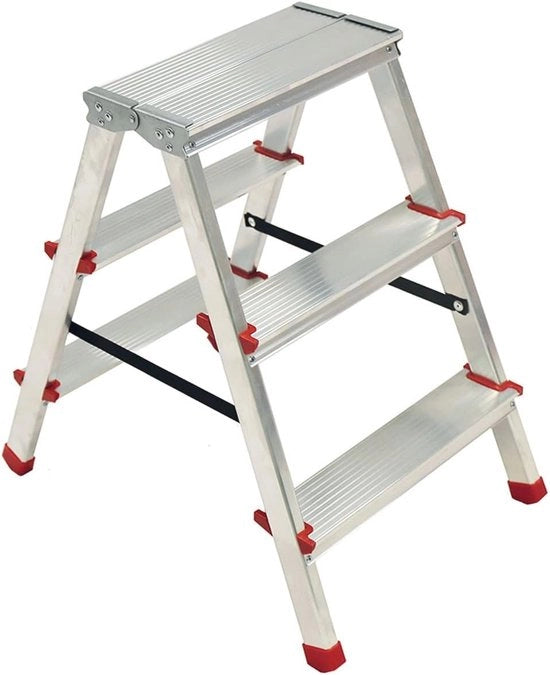 Scale aerea in alluminio con 3 gradini - massima carico 125 kg e piedi antiscivolo