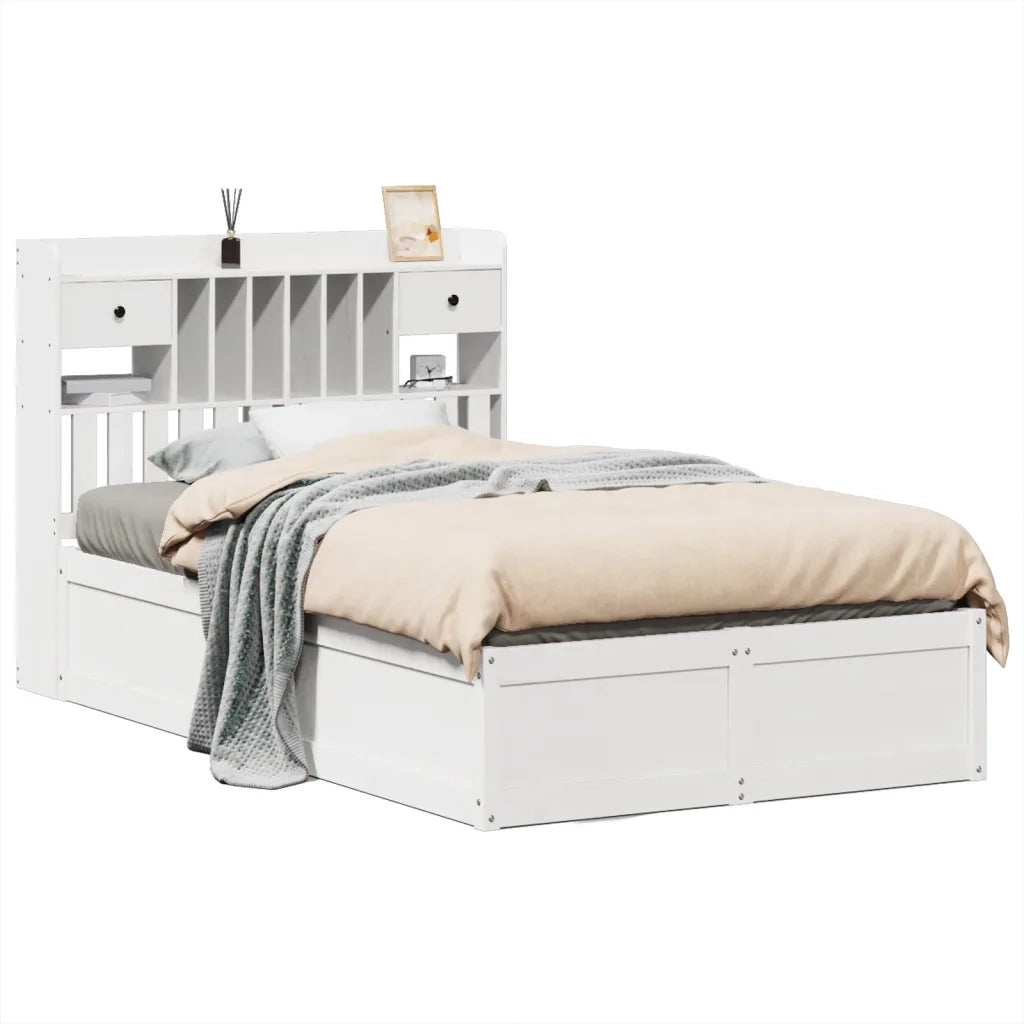 Letto senza Materasso Bianco 135x190 cm Legno Massello di Pino