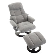 Poltrona relax massaggiante girevole con riscaldamento e poggiapiedi in chenille grigio