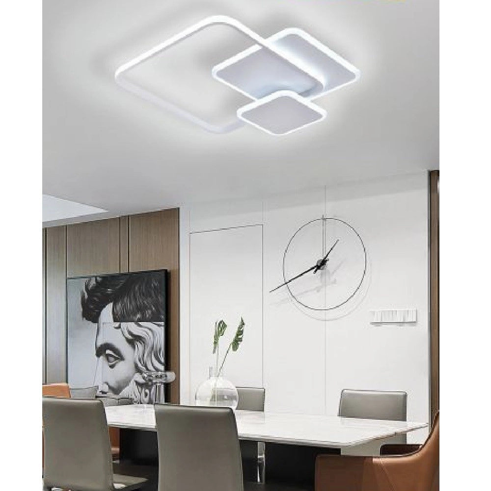 Trade Shop - Lampada Soffitto Plafoniera Led 48w Moderno 3 Quadrati Luce 6500k 4000k 3000k C31 -