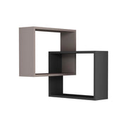 Set di 2 mensole angolari da parete in legno "Ring" - 68 x 60 x 68 cm - Marrone chiaro moka