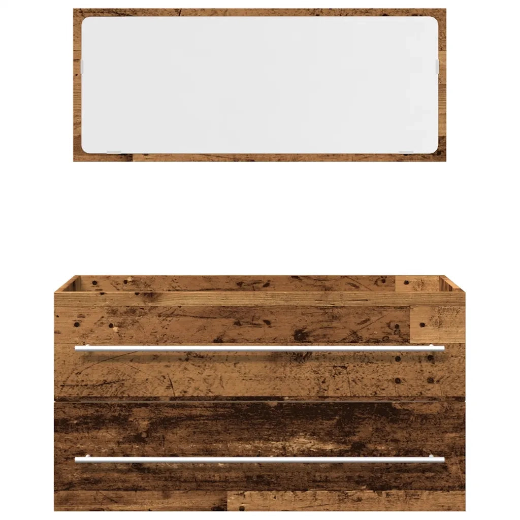 Set Mobili da Bagno 2 pz Legno Antico in Legno Multistrato