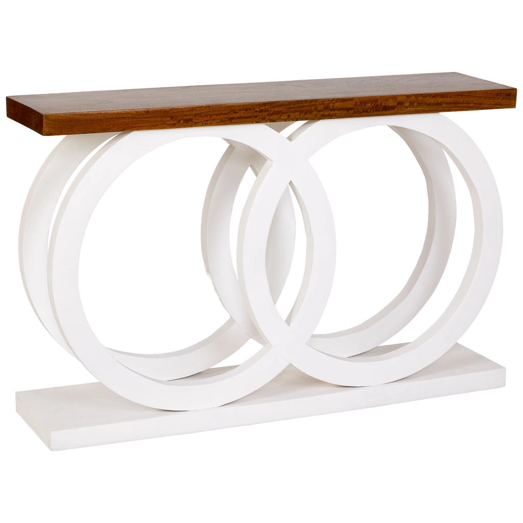 Tavolino da ingresso in legno bianco artigianale 120x30x75h cm