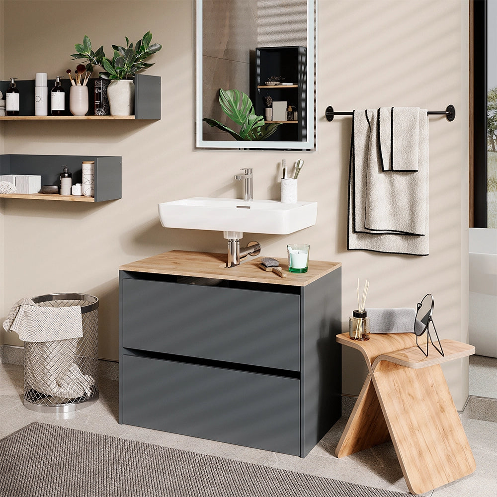 Vicco Mobile sottolavabo per bagno Antracite/quercia dorata 80.2 x 65 cm
