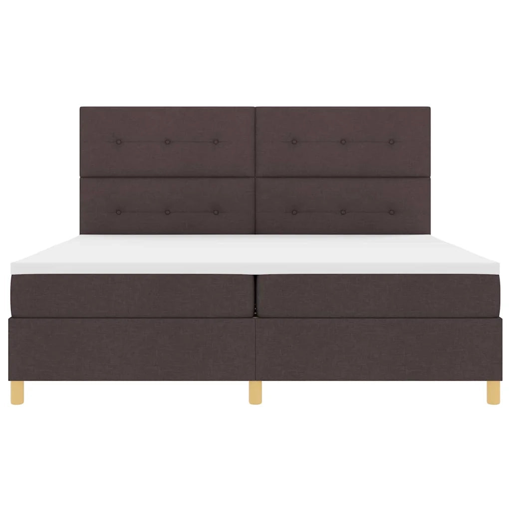 Letto a molle con testiera Marrone Scuro 200 x 200 cm Tessuto 3339647