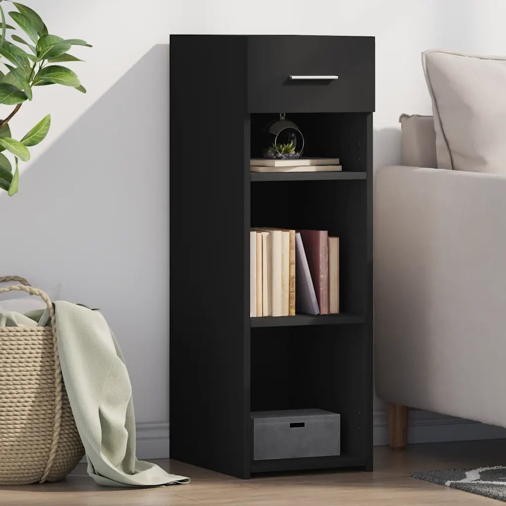 Credenza-Buffet-Armadio da cucina Nera 30x42,5x93 cm in Legno Multistrato 795976