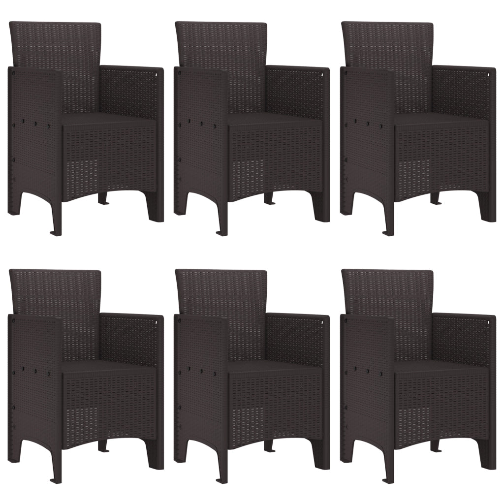 Set da Pranzo da Giardino 7 Pezzi Rattan Plastico Marrone